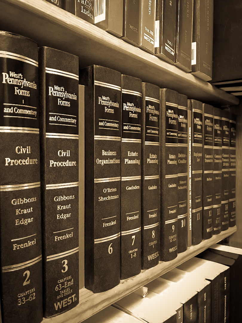 A photo of law books on shelf