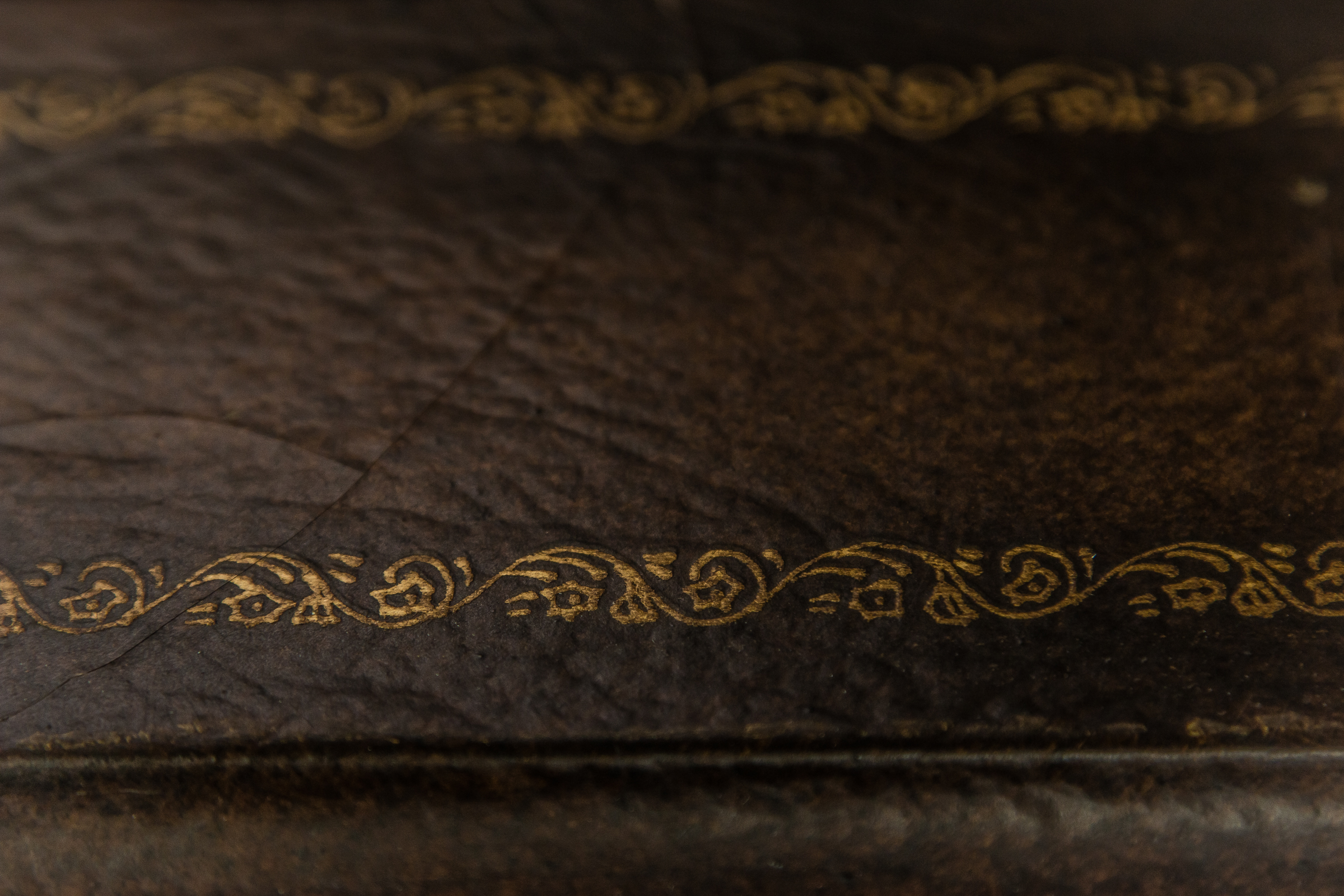 A photo of leather binding